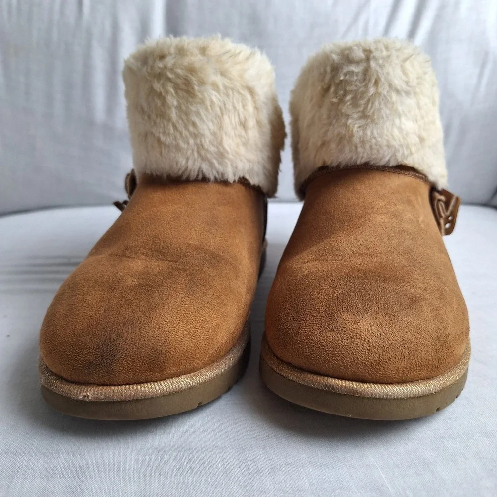 Juicy Couture Kodak Girls Glitter Bow Faux Fur Lined Ankle Bootie Slip-On US 3M‎